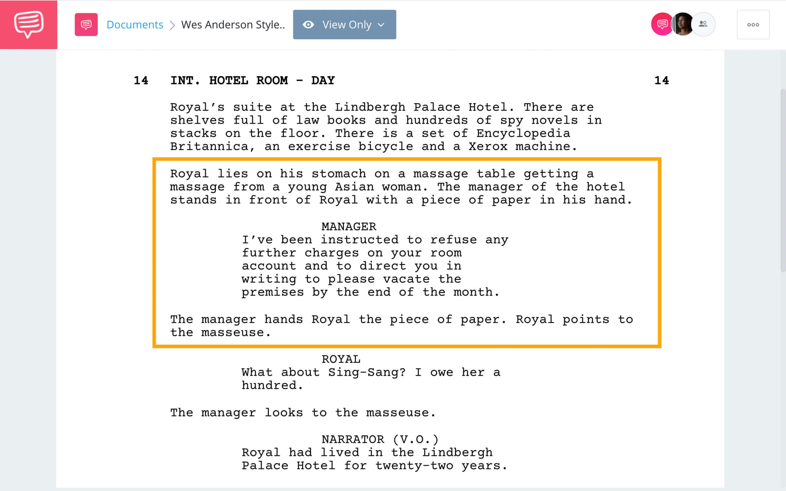 Wes Anderson Style - The Royal Tenebaums 1 - StudioBinder Screenwriting Software Wes Anderson Style - The Royal Tenebaums 1 - StudioBinder Screenwriting Software
